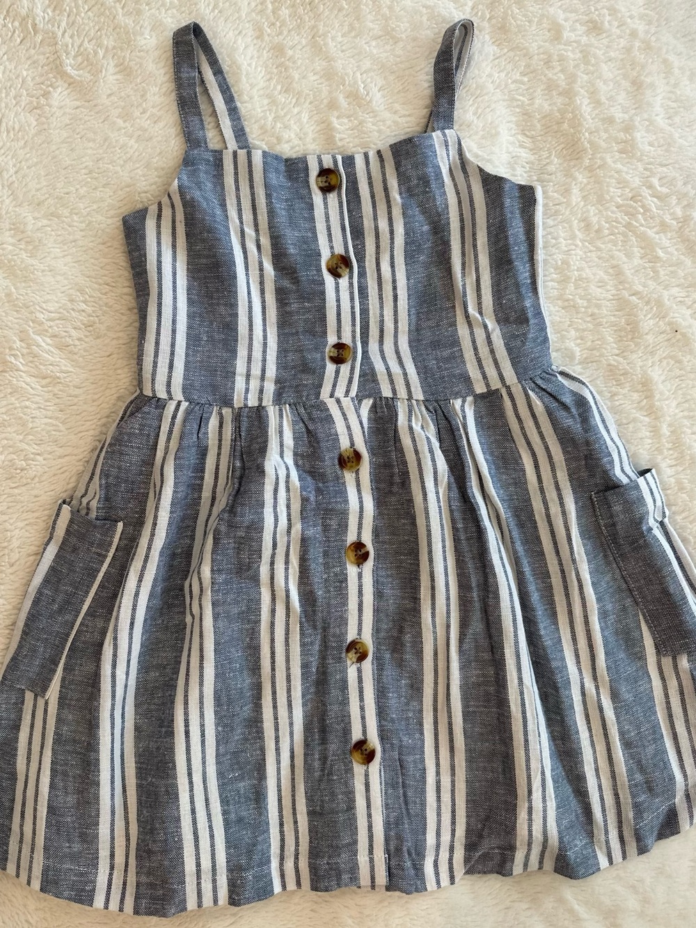 Primark Blue & White Striped Button-Front Sundress